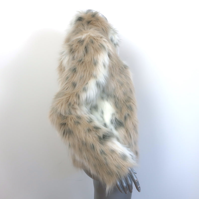 Unreal Fur Wild Dream Faux Fur Jacket Cream/Beige Leopard Print Size Medium