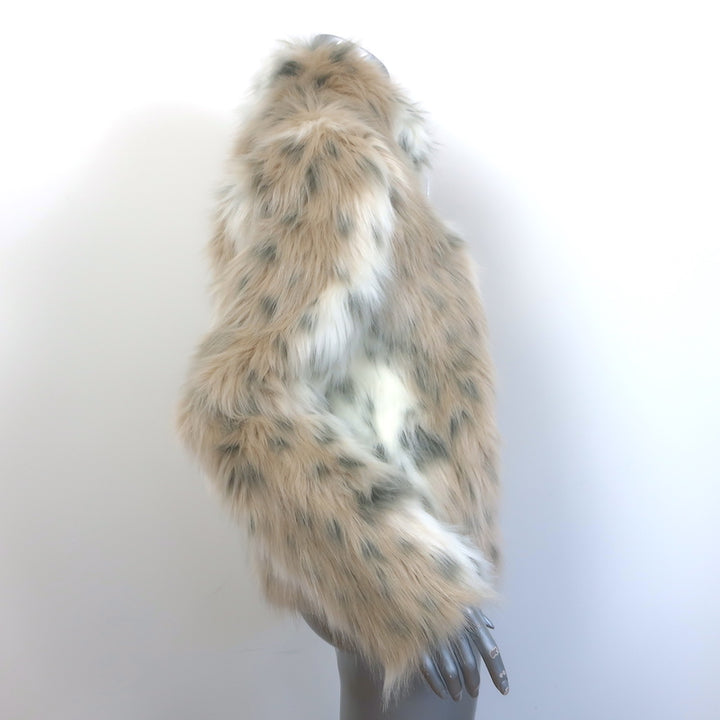 Unreal Fur Wild Dream Faux Fur Jacket Cream/Beige Leopard Print Size Medium