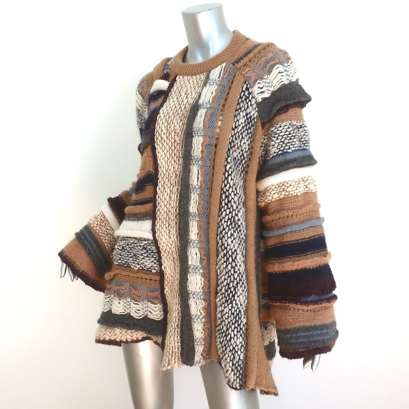 Stella McCartney Patchwork Boucle Sweater Brown/Multi Wool-Blend Size 40
