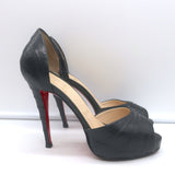 Christian Louboutin Armadillo 120 d'Orsay Peep Toe Pumps Black Leather Size 36.5