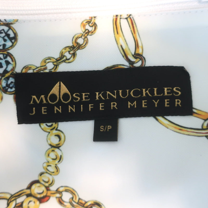 Moose Knuckles x Jennifer Meyer Edith Chain Print Puffer Jacket White Size Small