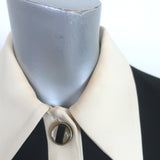 Gucci Long Sleeve Collared Mini Dress Black/Cream Velvet-Trim Cady Size 38