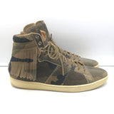 Saint Laurent SL/18 Fringe High Top Sneakers Camo Print Suede Size 46