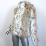 Unreal Fur Wild Dream Faux Fur Jacket Cream/Beige Leopard Print Size Medium