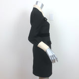 Gucci Long Sleeve Collared Mini Dress Black/Cream Velvet-Trim Cady Size 38