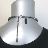 Peserico Beaded Fringe Necklace Silver/Gunmetal