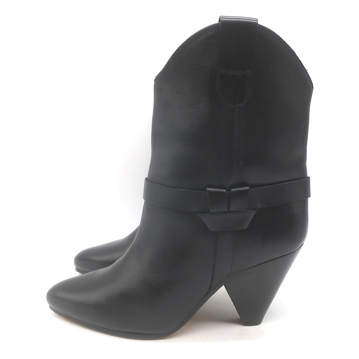 Isabel Marant Deane Western Ankle Boots Black Leather Size 39