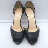 Christian Louboutin Armadillo 120 d'Orsay Peep Toe Pumps Black Leather Size 36.5