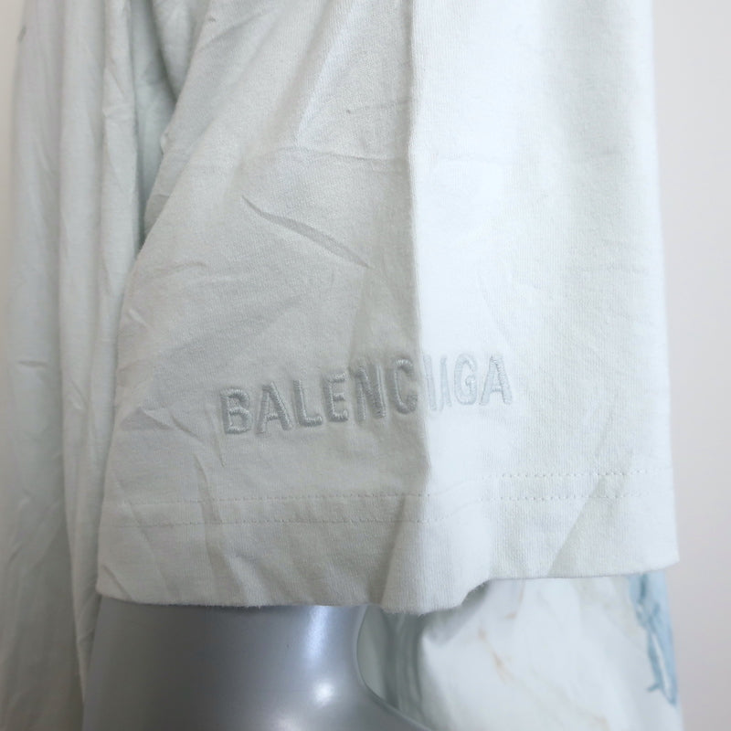 Balenciaga Nicole Boxy T-Shirt Off-White Crinkled Cotton Size Small NEW
