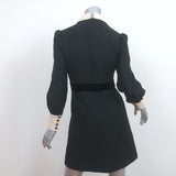 Gucci Long Sleeve Collared Mini Dress Black/Cream Velvet-Trim Cady Size 38