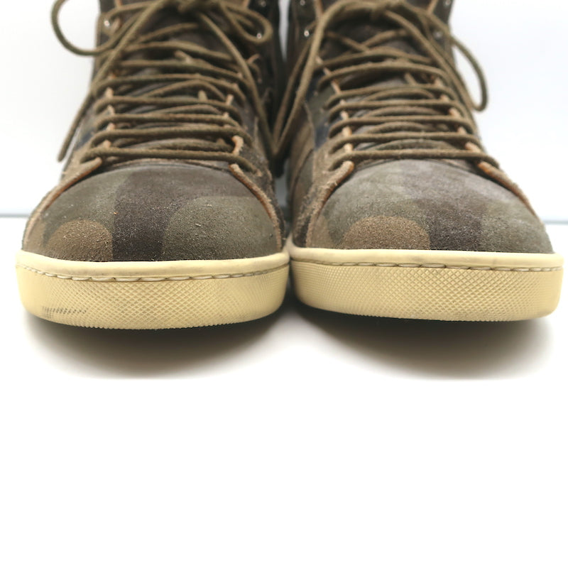 Saint Laurent SL/18 Fringe High Top Sneakers Camo Print Suede Size 46