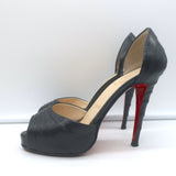 Christian Louboutin Armadillo 120 d'Orsay Peep Toe Pumps Black Leather Size 36.5