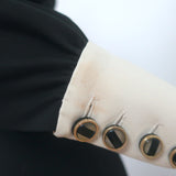 Gucci Long Sleeve Collared Mini Dress Black/Cream Velvet-Trim Cady Size 38