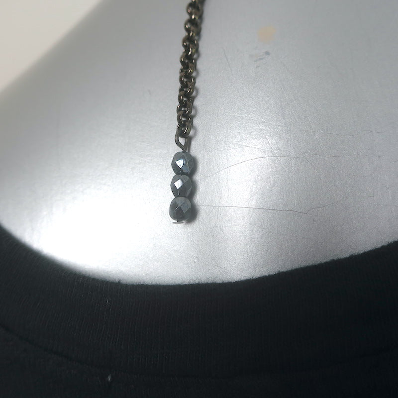 Peserico Beaded Fringe Necklace Silver/Gunmetal