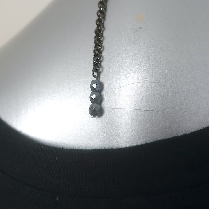 Peserico Beaded Fringe Necklace Silver/Gunmetal