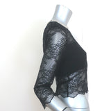 Alice + Olivia Vanita Crystal-Embellished Lace Crop Top Black Size Medium