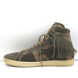 Saint Laurent SL/18 Fringe High Top Sneakers Camo Print Suede Size 46