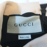 Gucci Long Sleeve Collared Mini Dress Black/Cream Velvet-Trim Cady Size 38