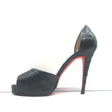 Christian Louboutin Armadillo 120 d'Orsay Peep Toe Pumps Black Leather Size 36.5