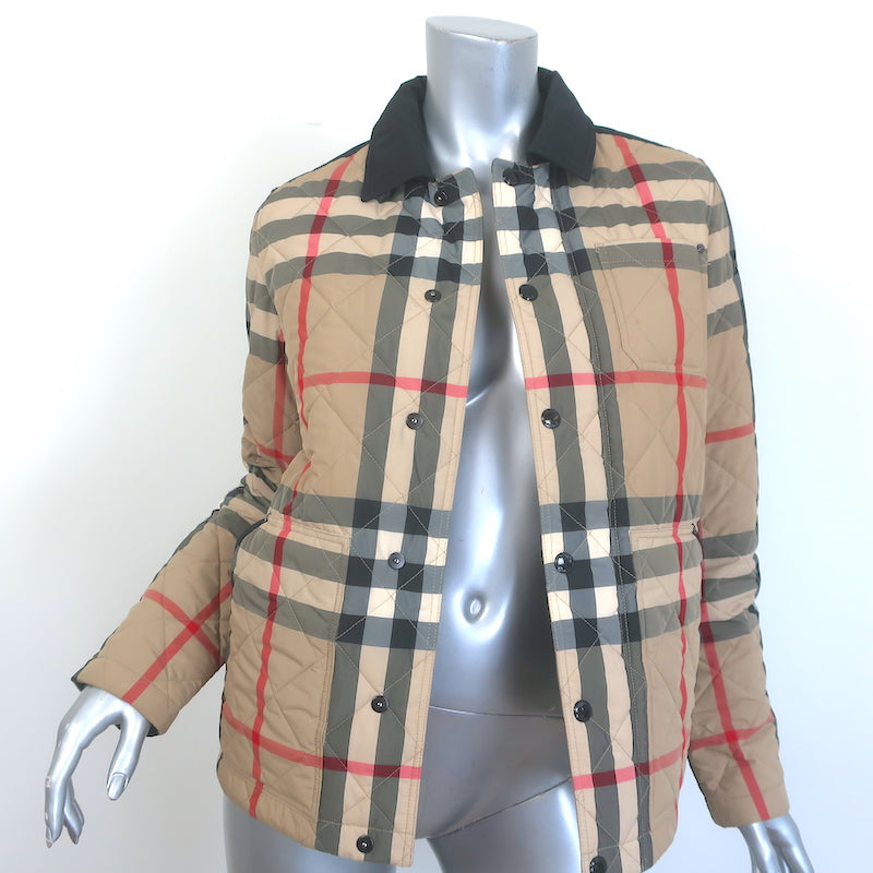 Burberry Nova Check Quilted Snap Front Jacket Sz 14Y / Women&