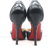 Christian Louboutin Armadillo 120 d'Orsay Peep Toe Pumps Black Leather Size 36.5