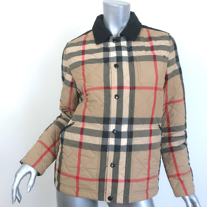 Burberry Nova Check Quilted Snap Front Jacket Sz 14Y / Women&