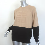 Givenchy 4G Bicolor Cashmere Crewneck Sweater Beige & Black Size Extra Small