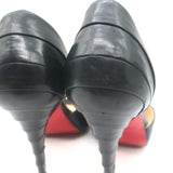 Christian Louboutin Armadillo 120 d'Orsay Peep Toe Pumps Black Leather Size 36.5