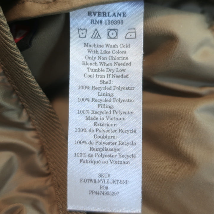 Everlane ReNew Channeled Liner Puffer Jacket Brown Size Extra Small