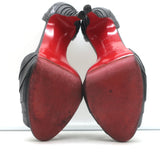 Christian Louboutin Armadillo 120 d'Orsay Peep Toe Pumps Black Leather Size 36.5