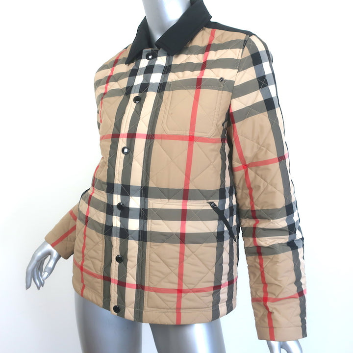 Burberry Nova Check Quilted Snap Front Jacket Sz 14Y / Women&