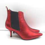 ANINE BING Stevie Chelsea Boots Red Metallic Leather Size 37 Pointed Toe Booties