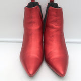 ANINE BING Stevie Chelsea Boots Red Metallic Leather Size 37 Pointed Toe Booties