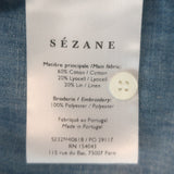 Sezane Heart-Embroidered Chambray Denim Tomboy Shirt Blue Size 34