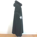 Vintage Searle Fur-Trimmed Hooded Coat Black Size 6