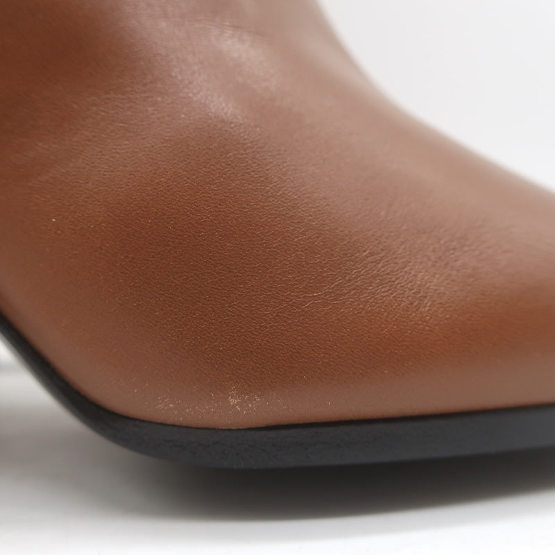 Hermes Joueuse Kelly Lock Ankle Boots Brown Leather Size 38
