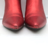 ANINE BING Stevie Chelsea Boots Red Metallic Leather Size 37 Pointed Toe Booties