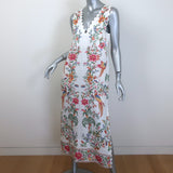 FARM Rio Delicate Forest Sleeveless Midi Dress White Linen Size Extra Small NEW