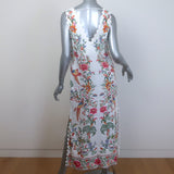 FARM Rio Delicate Forest Sleeveless Midi Dress White Linen Size Extra Small NEW