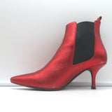 ANINE BING Stevie Chelsea Boots Red Metallic Leather Size 37 Pointed Toe Booties