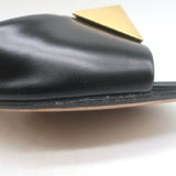 Valentino One Stud Mid-Heel Slide Sandals Black Leather Size 40.5