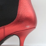 ANINE BING Stevie Chelsea Boots Red Metallic Leather Size 37 Pointed Toe Booties