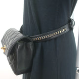Chanel 2017 Quilted Leather Chain-Trim Mini Envelope Belt Bag Black Size 85