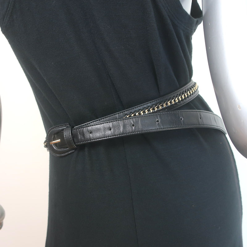 Chanel 2017 Quilted Leather Chain-Trim Mini Envelope Belt Bag Black Size 85