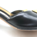 Valentino One Stud Mid-Heel Slide Sandals Black Leather Size 40.5
