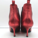 ANINE BING Stevie Chelsea Boots Red Metallic Leather Size 37 Pointed Toe Booties