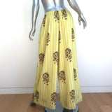 Alix of Bohemia Margie Wide Leg Pants Yellow Floral Striped Cotton Size Large