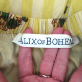 Alix of Bohemia Margie Wide Leg Pants Yellow Floral Striped Cotton Size Large
