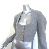 Alexander McQueen Cropped Scoop Neck Cardigan Gray Wool-Cashmere Size Medium