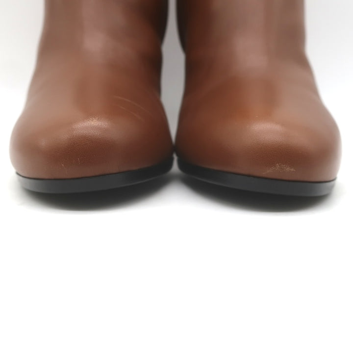 Hermes Joueuse Kelly Lock Ankle Boots Brown Leather Size 38